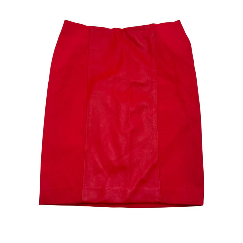 Maria Bianca Nero Red Mini Leather Pencil Skirt Small NWT